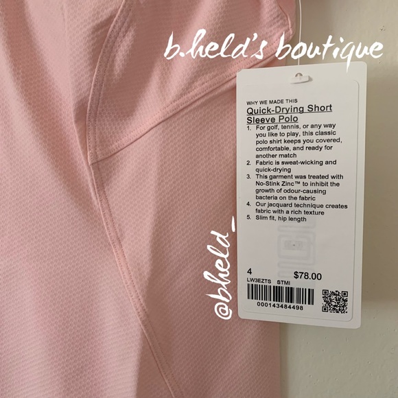 lululemon Quick-Drying Short Sleeve Polo Shirt Strawberry Milkshake Sz 4 New NWT - Picture 3 of 10